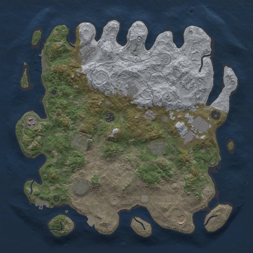 Rust Map: Procedural Map, Size: 4000, Seed: 1714850609, 19 Monuments