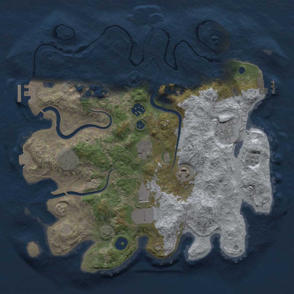 Rust Map: Procedural Map, Size: 3500, Seed: 546380217, 13 Monuments