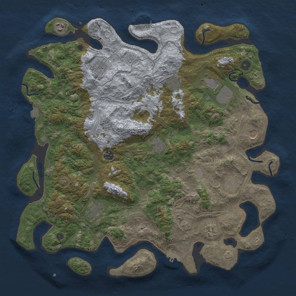 Rust Map: Procedural Map, Size: 4500, Seed: 1053842049, 19 Monuments