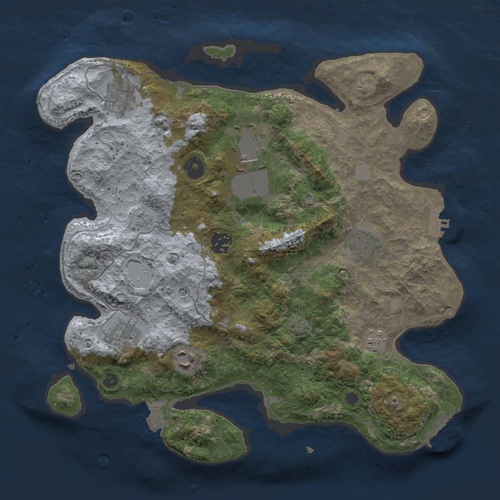 Rust Map: Procedural Map, Size: 3500, Seed: 1141266861, 15 Monuments