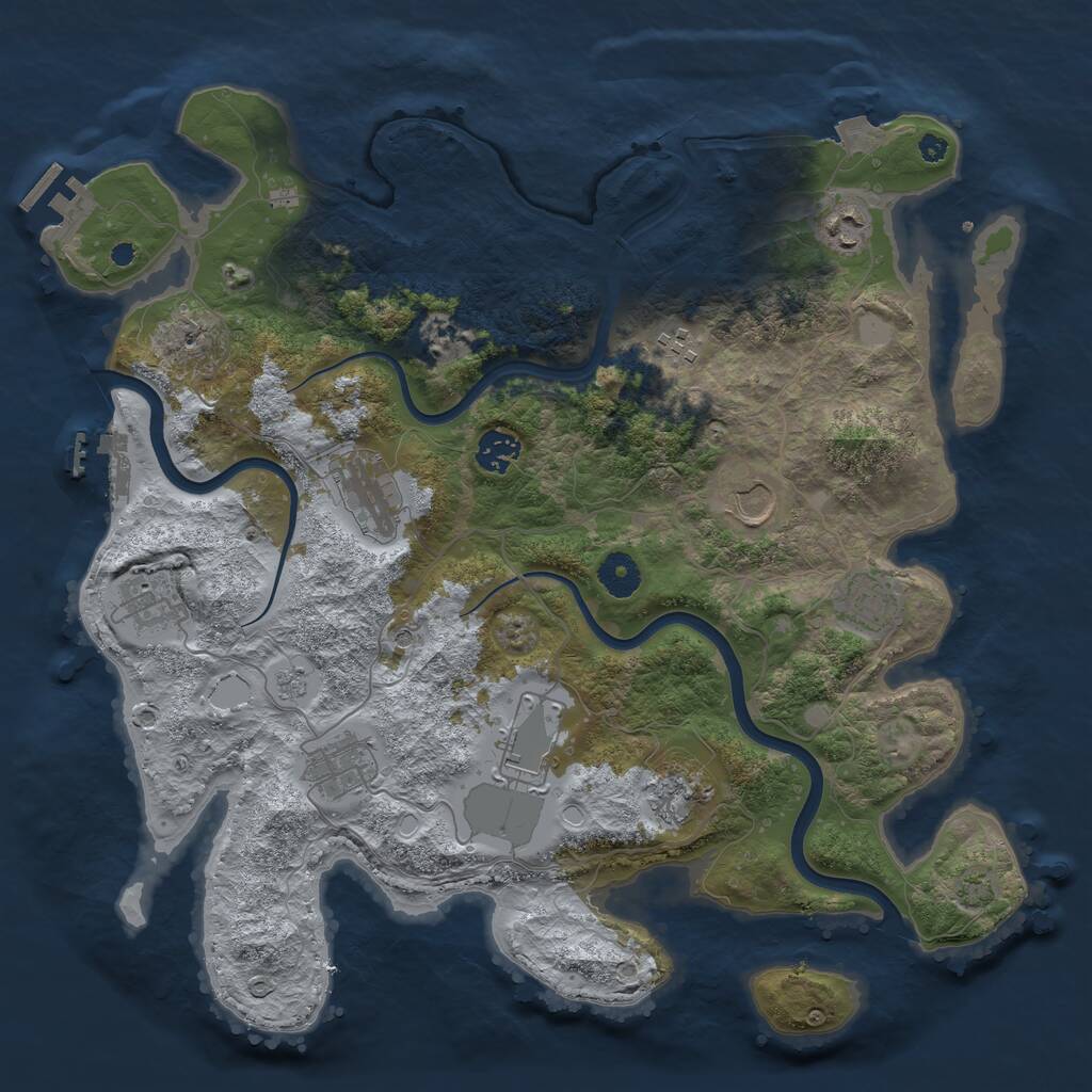 Rust Map: Procedural Map, Size: 3850, Seed: 13175609, 16 Monuments