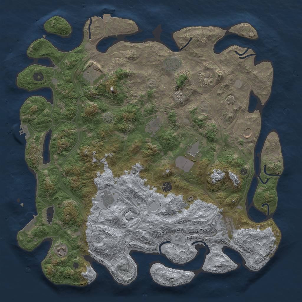 Rust Map: Procedural Map, Size: 4500, Seed: 452345, 19 Monuments