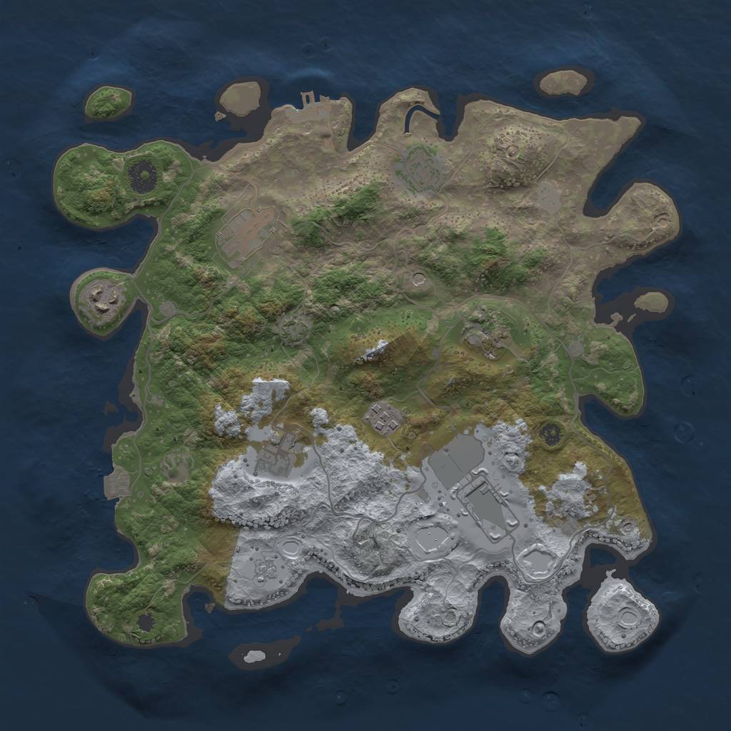 Rust Map: Procedural Map, Size: 3500, Seed: 592517253, 14 Monuments