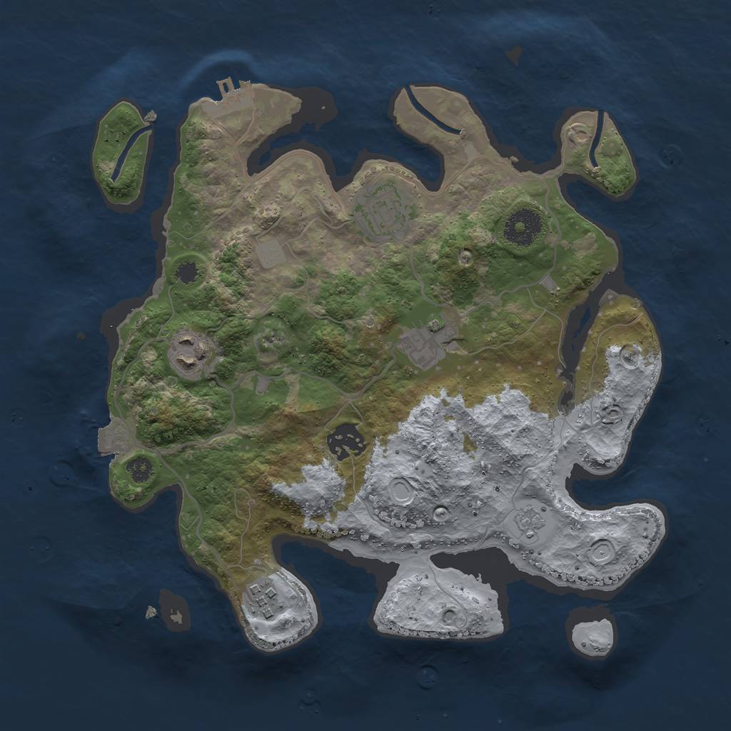 Rust Map: Procedural Map, Size: 3000, Seed: 2138412995, 10 Monuments