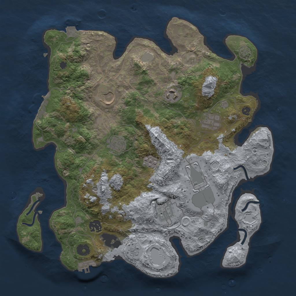 Rust Map: Procedural Map, Size: 3500, Seed: 381652162, 16 Monuments