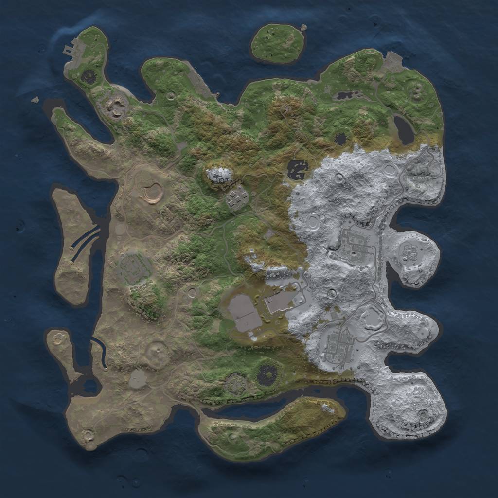 Rust Map: Procedural Map, Size: 3500, Seed: 232802775, 16 Monuments