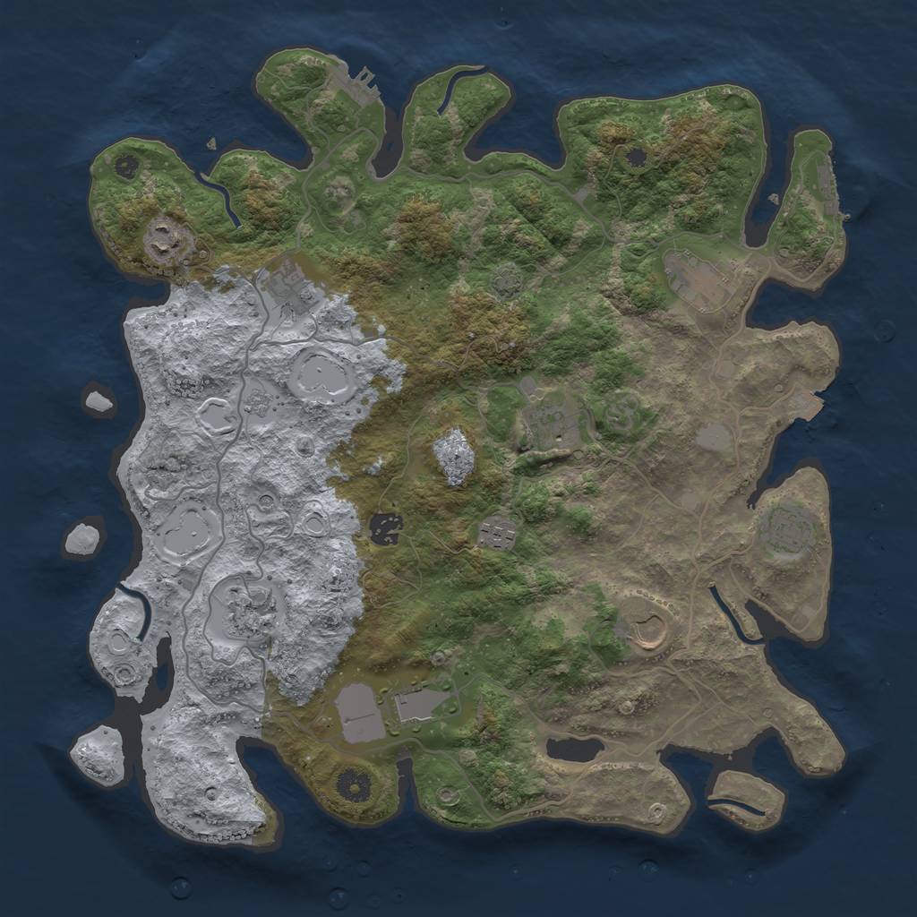Rust Map: Procedural Map, Size: 4000, Seed: 762341, 18 Monuments