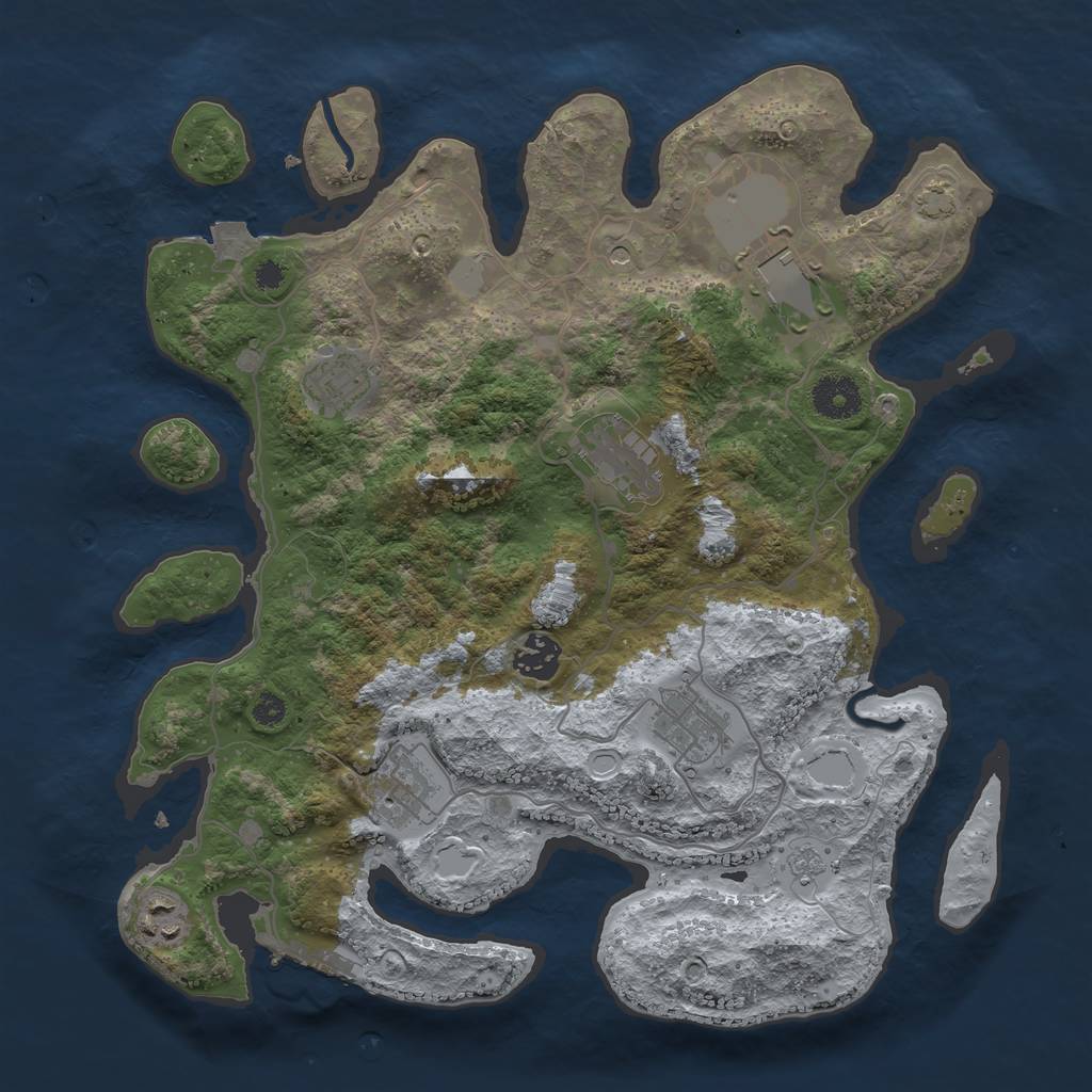 Rust Map: Procedural Map, Size: 3500, Seed: 873112511, 14 Monuments