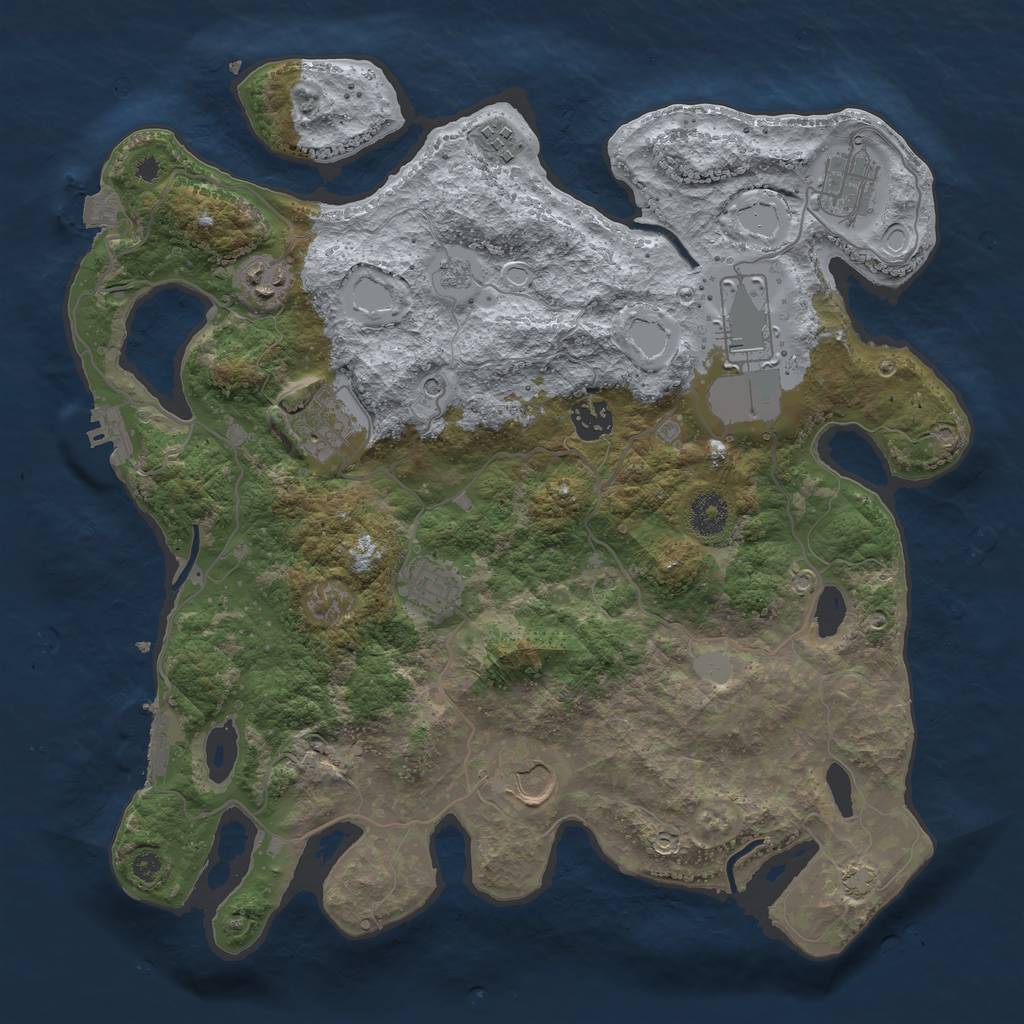 Rust Map: Procedural Map, Size: 3669, Seed: 1022009, 16 Monuments