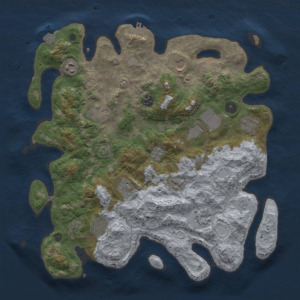 Rust Map: Procedural Map, Size: 3800, Seed: 651579598, 17 Monuments