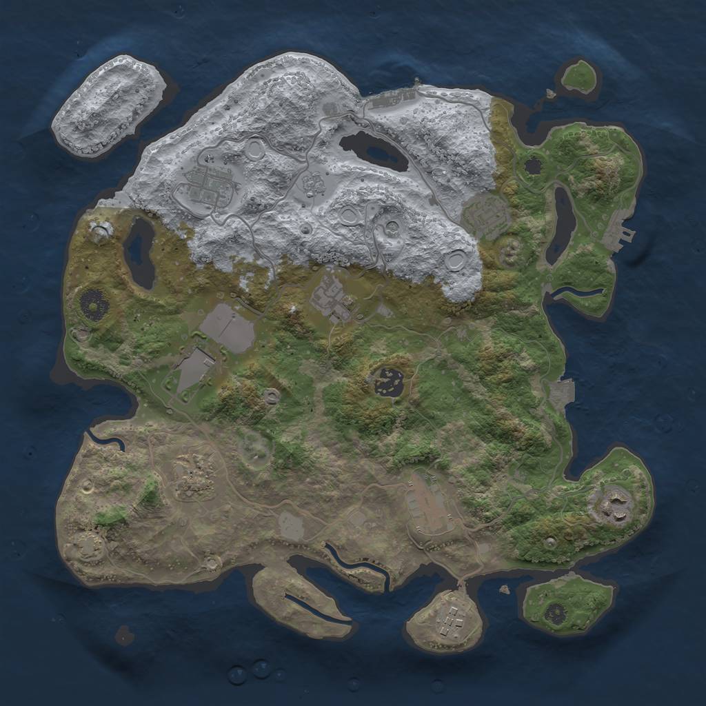 Rust Map: Procedural Map, Size: 3500, Seed: 1065568991, 17 Monuments