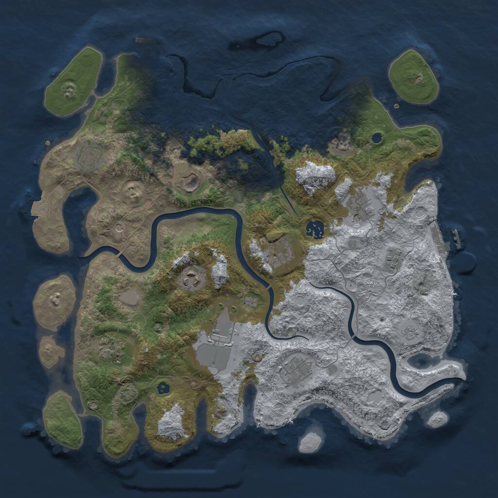 Rust Map: Procedural Map, Size: 3950, Seed: 1658810196, 16 Monuments