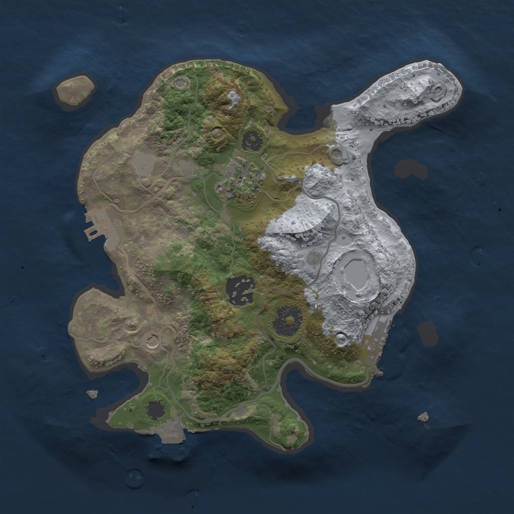 Rust Map: Procedural Map, Size: 2500, Seed: 988129713, 8 Monuments