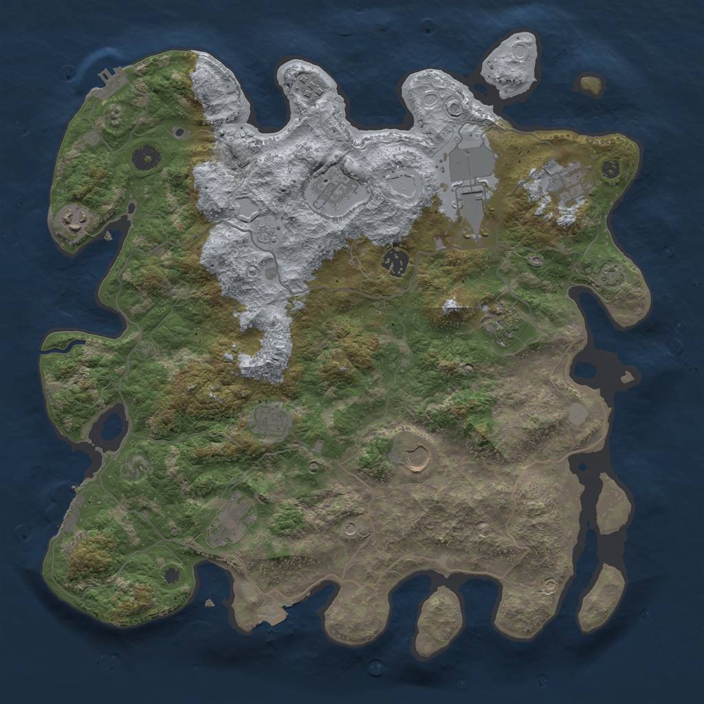 Rust Map: Procedural Map, Size: 4000, Seed: 2131216637, 18 Monuments