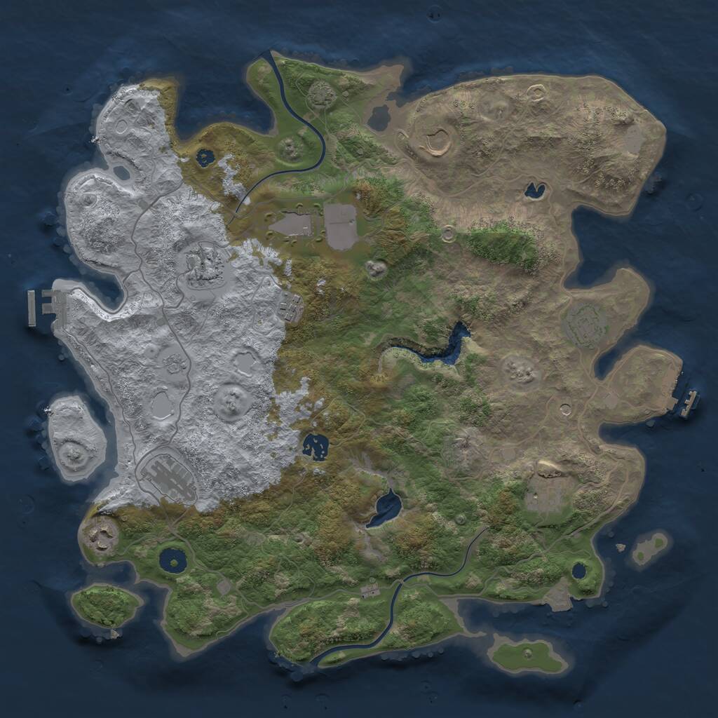 Rust Map: Procedural Map, Size: 4000, Seed: 332647075, 15 Monuments