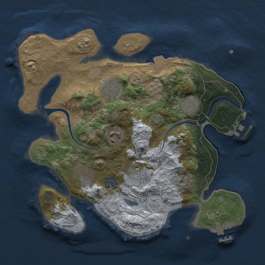 Rust Map: Procedural Map, Size: 3000, Seed: 5401124, 12 Monuments