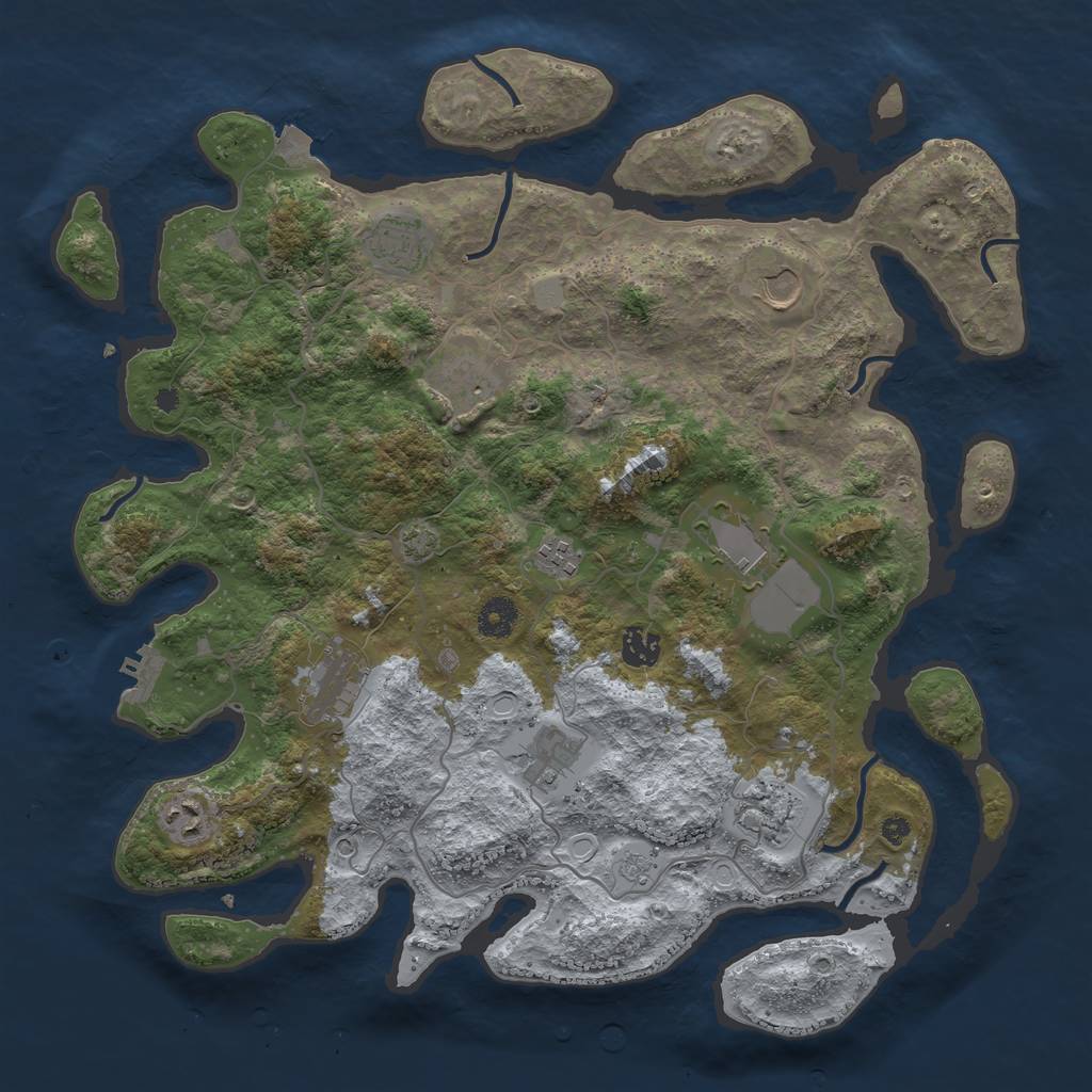 Rust Map: Procedural Map, Size: 4000, Seed: 81244341, 17 Monuments