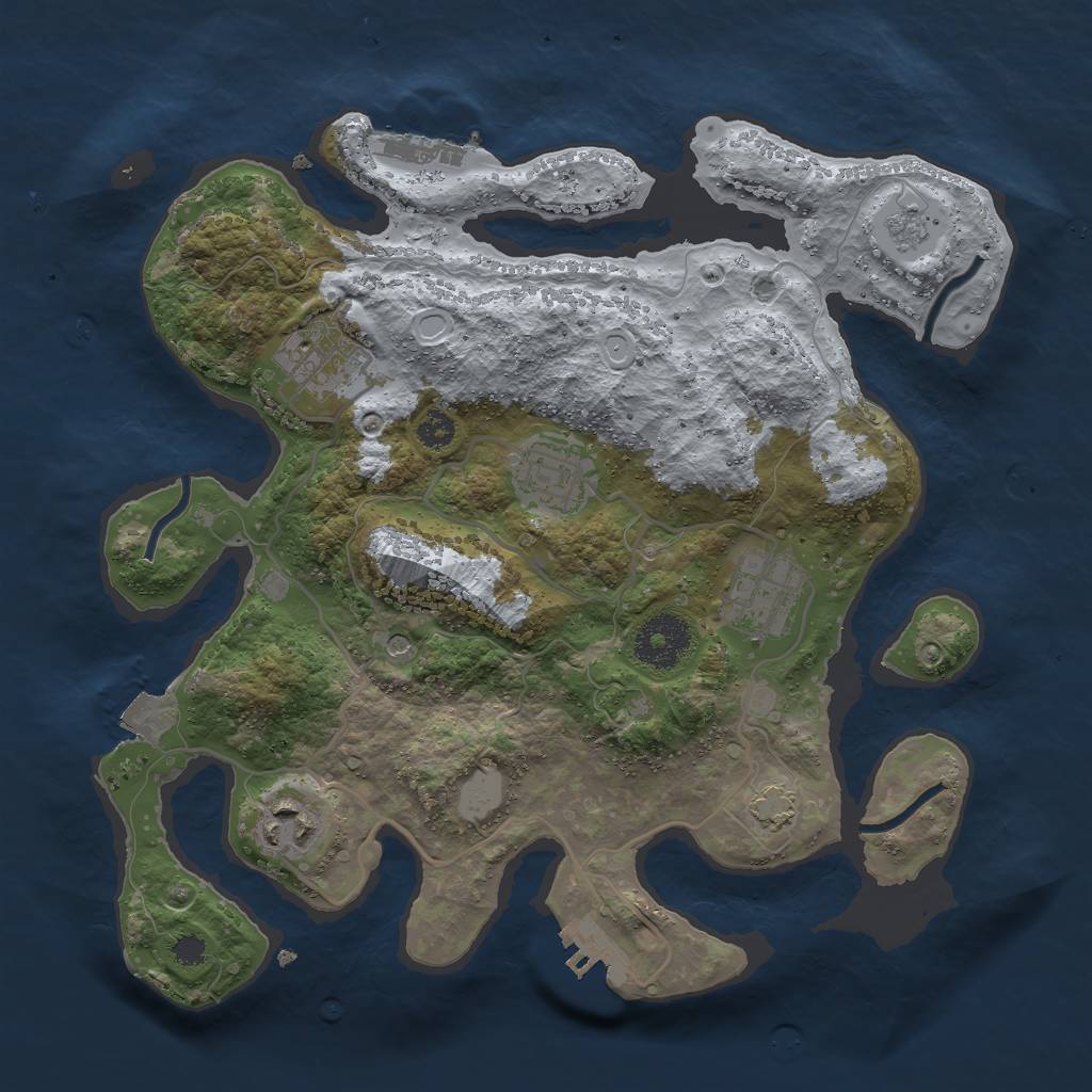 Rust Map: Procedural Map, Size: 3000, Seed: 1248211624, 12 Monuments