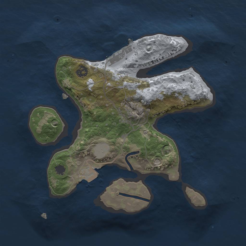 Rust Map: Procedural Map, Size: 2096, Seed: 1045713272, 4 Monuments