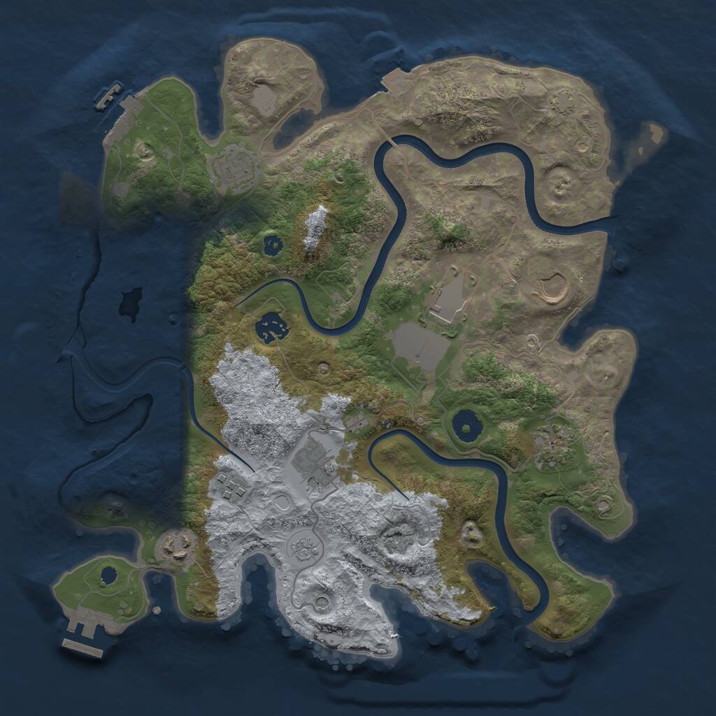 Rust Map: Procedural Map, Size: 3500, Seed: 3354901, 14 Monuments