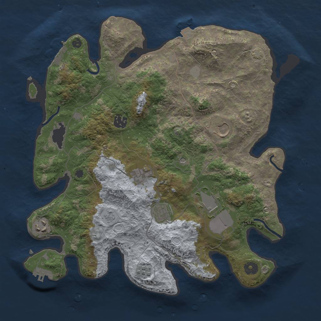 Rust Map: Procedural Map, Size: 3500, Seed: 3354901, 15 Monuments