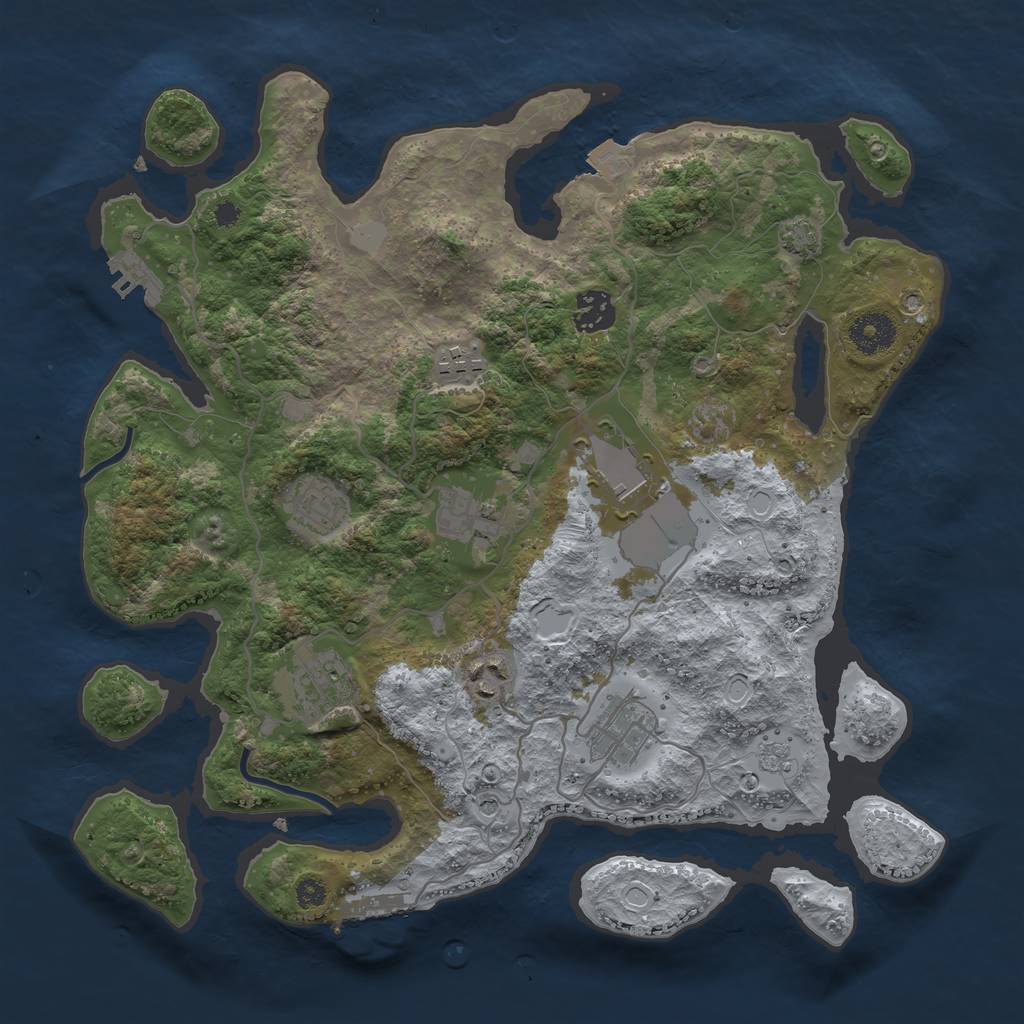 Rust Map: Procedural Map, Size: 3500, Seed: 1446831393, 16 Monuments