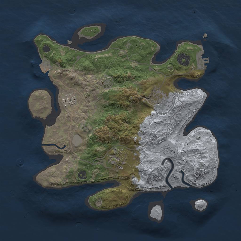 Rust Map: Procedural Map, Size: 2750, Seed: 250728846, 9 Monuments