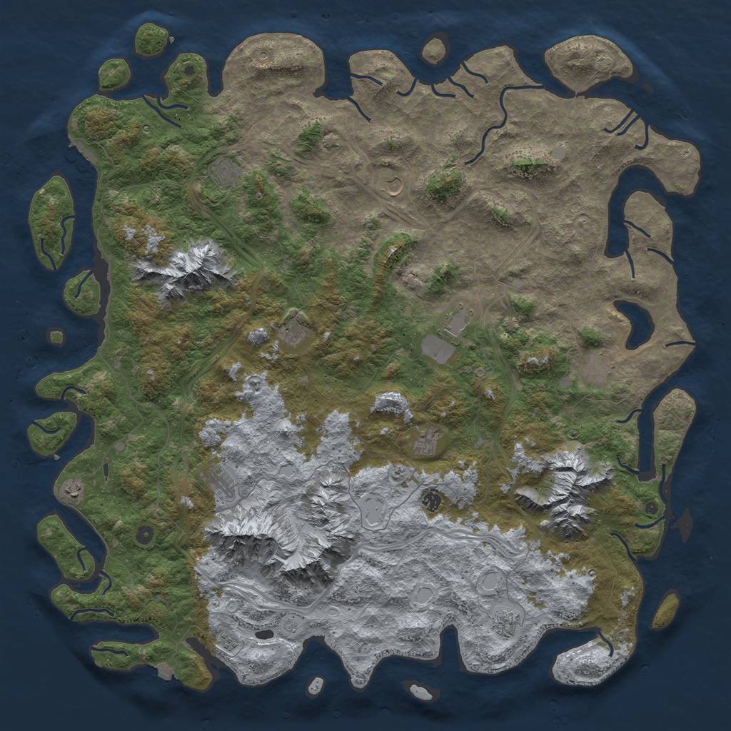 Rust Map: Procedural Map, Size: 6000, Seed: 213357809, 18 Monuments