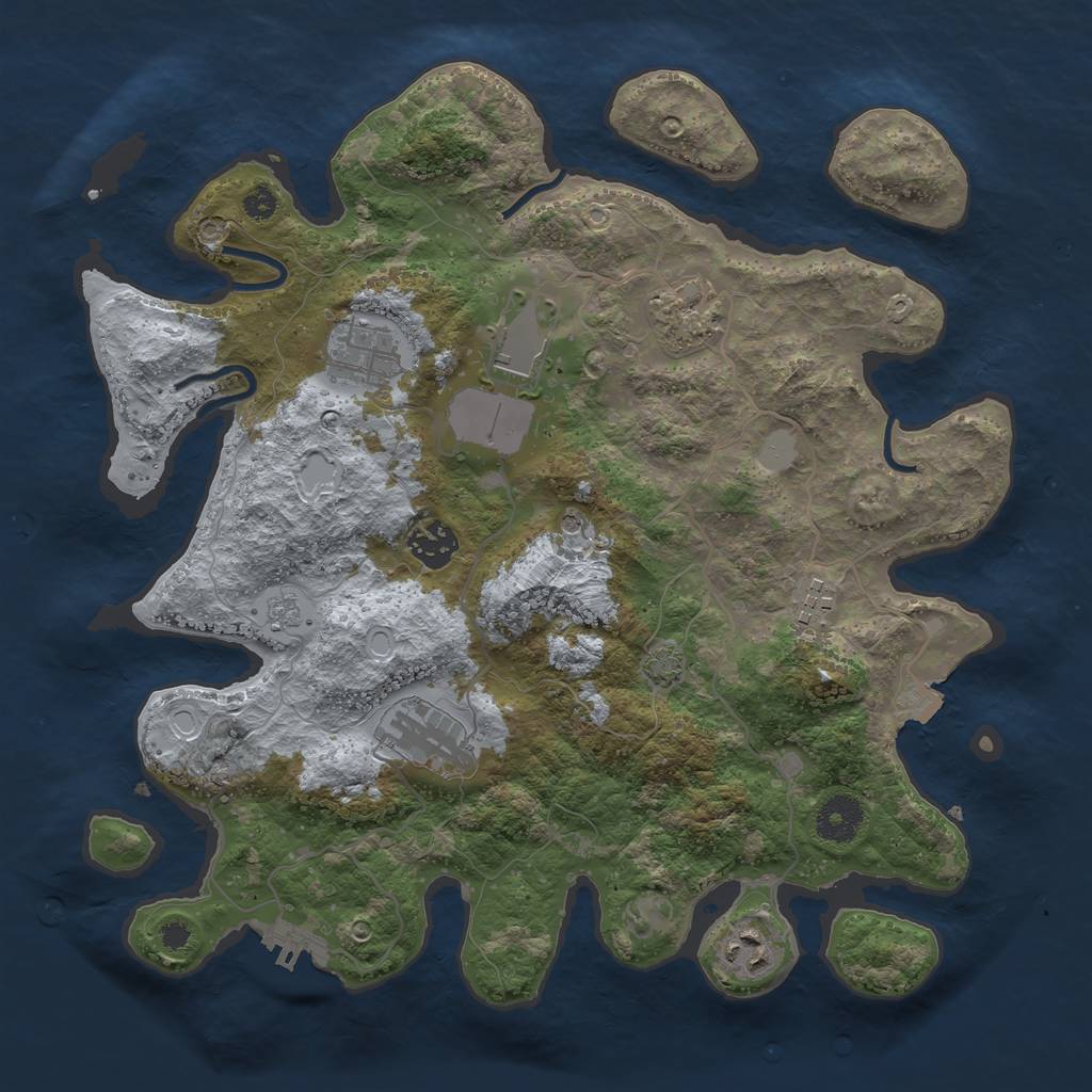 Rust Map: Procedural Map, Size: 3500, Seed: 998083, 14 Monuments