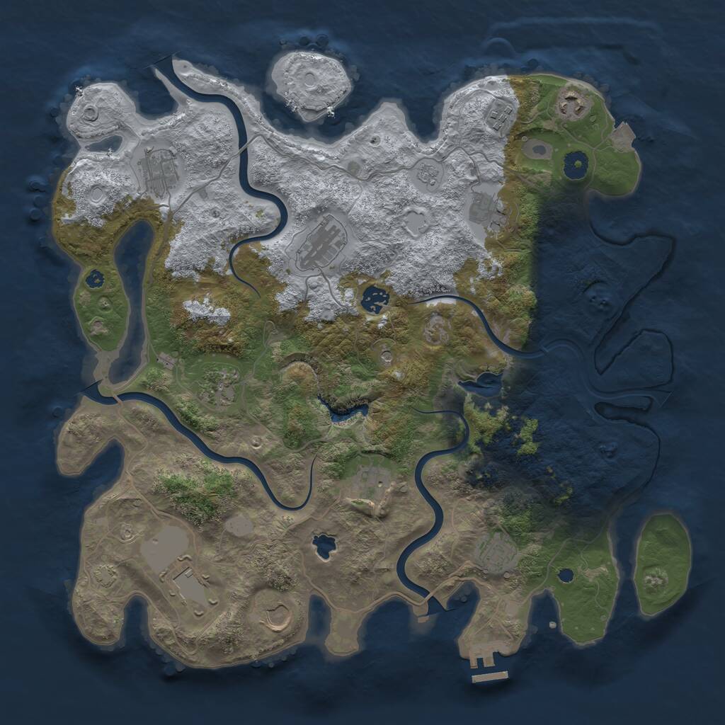 Rust Map: Procedural Map, Size: 4050, Seed: 1273309626, 16 Monuments