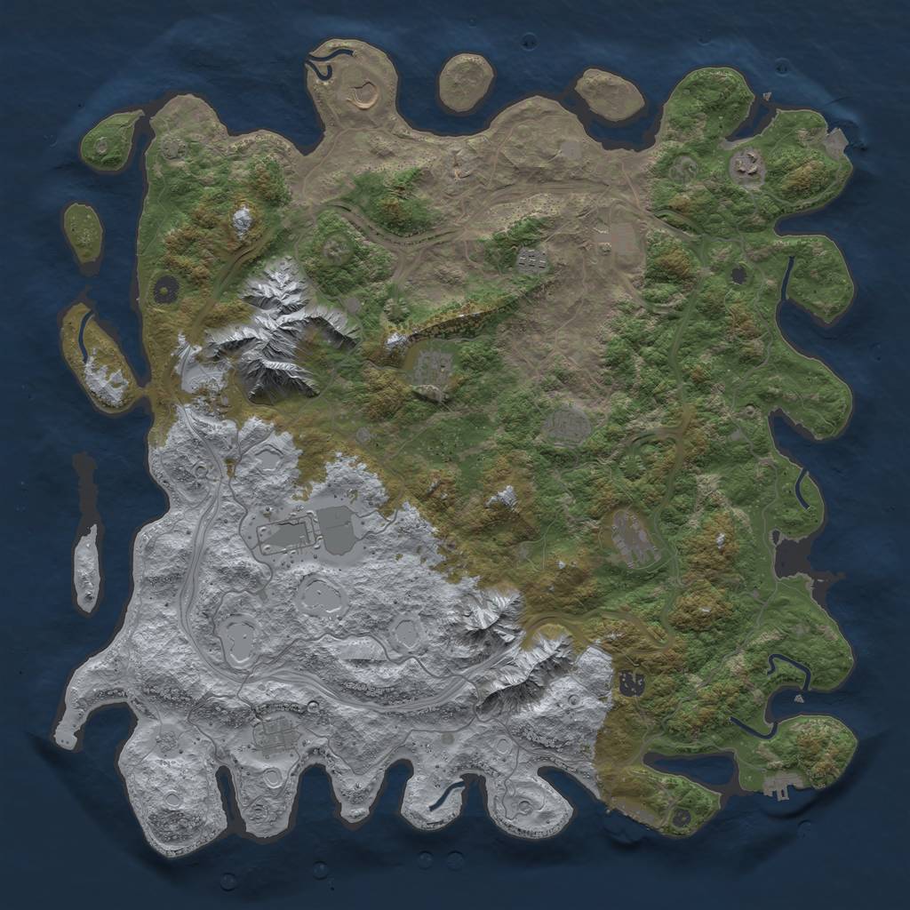 Rust Map: Procedural Map, Size: 5000, Seed: 945840421, 19 Monuments