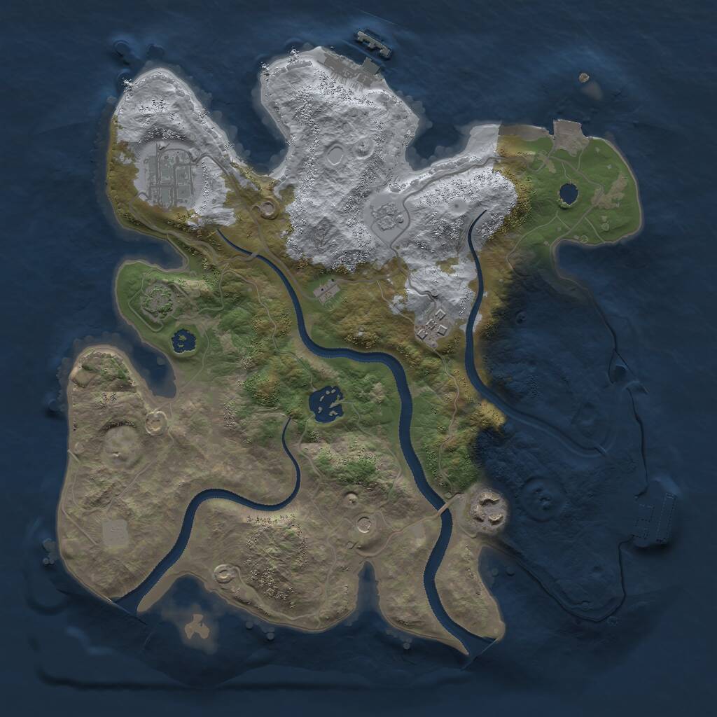 Rust Map: Procedural Map, Size: 3000, Seed: 1735322986, 10 Monuments