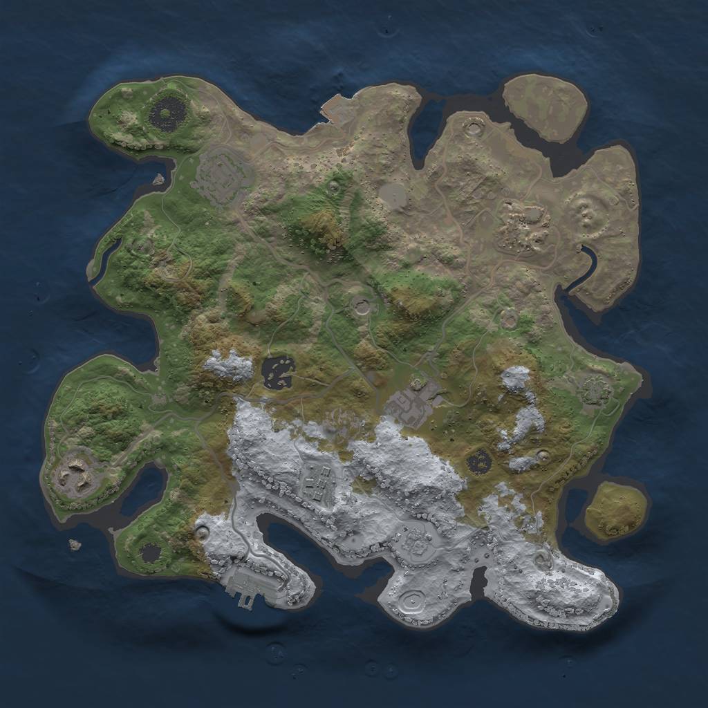 Rust Map: Procedural Map, Size: 3000, Seed: 1796347174, 13 Monuments