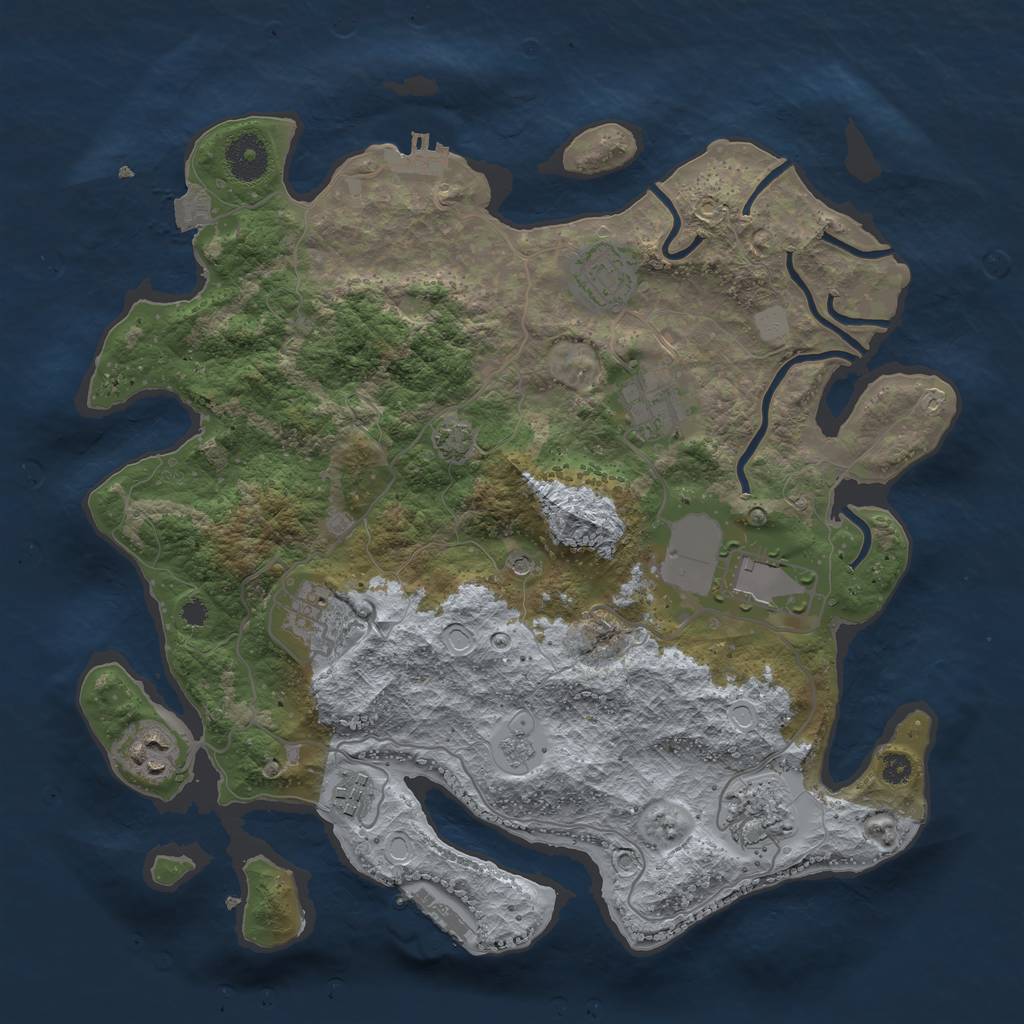 Rust Map: Procedural Map, Size: 3500, Seed: 1271416781, 15 Monuments