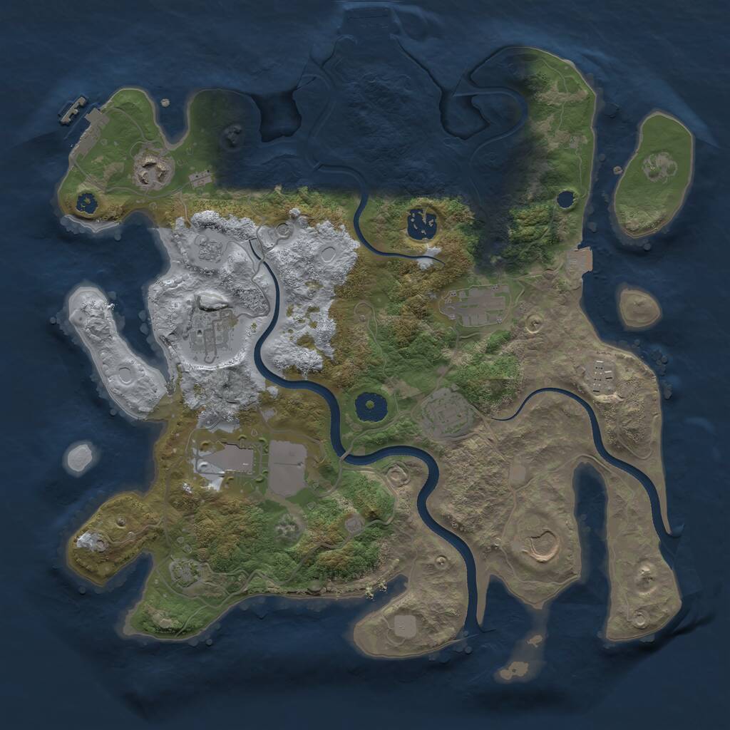 Rust Map: Procedural Map, Size: 3500, Seed: 760738531, 14 Monuments