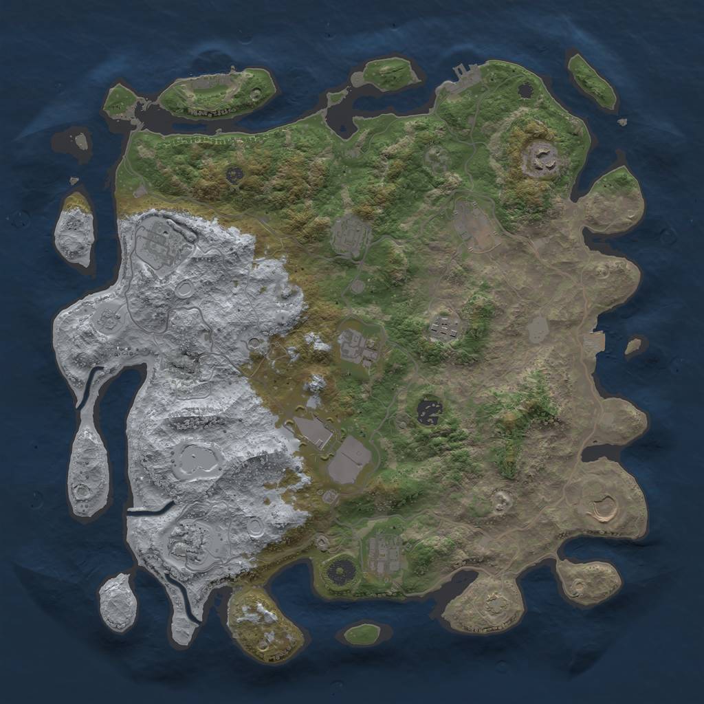 Rust Map: Procedural Map, Size: 4000, Seed: 37578, 19 Monuments