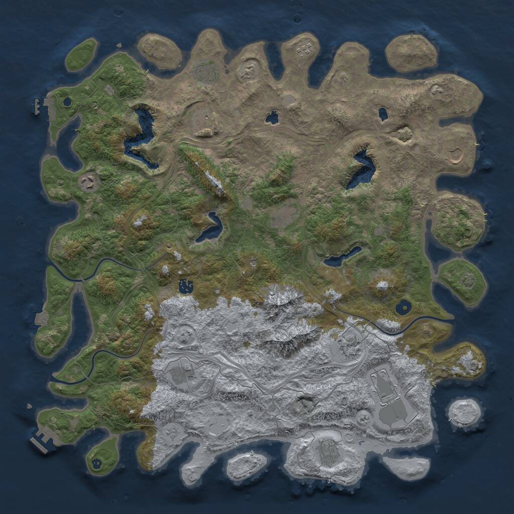 Rust Map: Procedural Map, Size: 5000, Seed: 250124, 17 Monuments