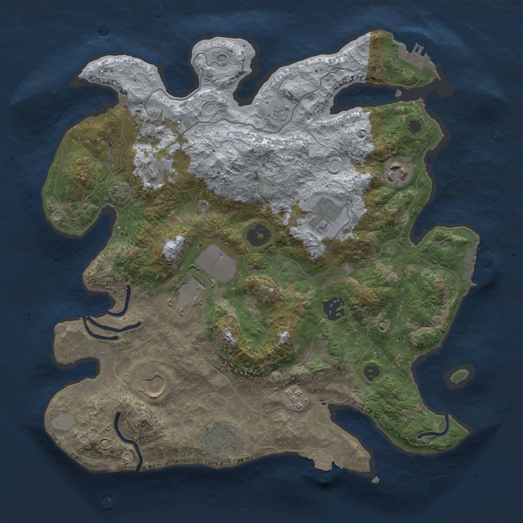 Rust Map: Procedural Map, Size: 3500, Seed: 990272, 16 Monuments