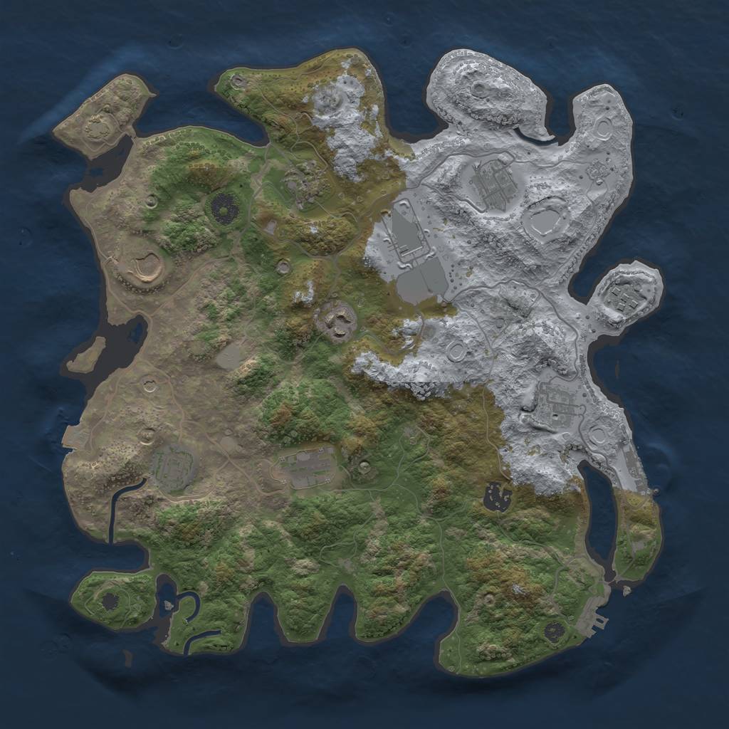 Rust Map: Procedural Map, Size: 3750, Seed: 875223, 18 Monuments