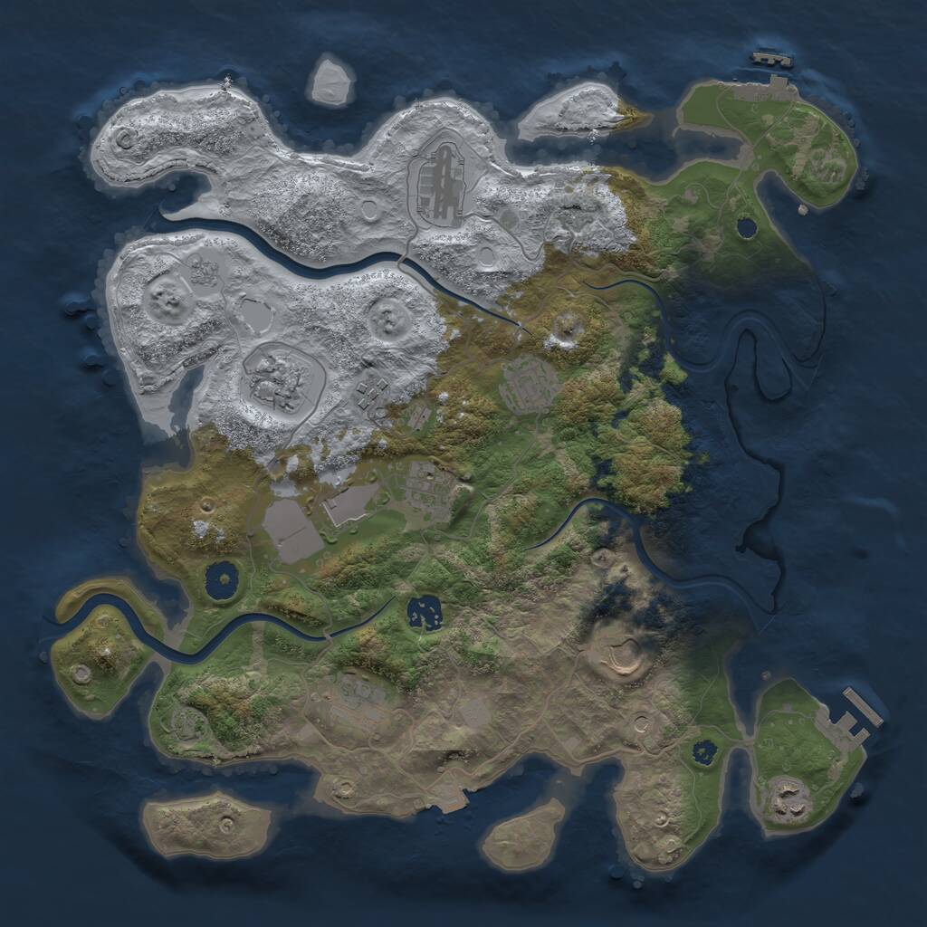 Rust Map: Procedural Map, Size: 3800, Seed: 814693824, 16 Monuments