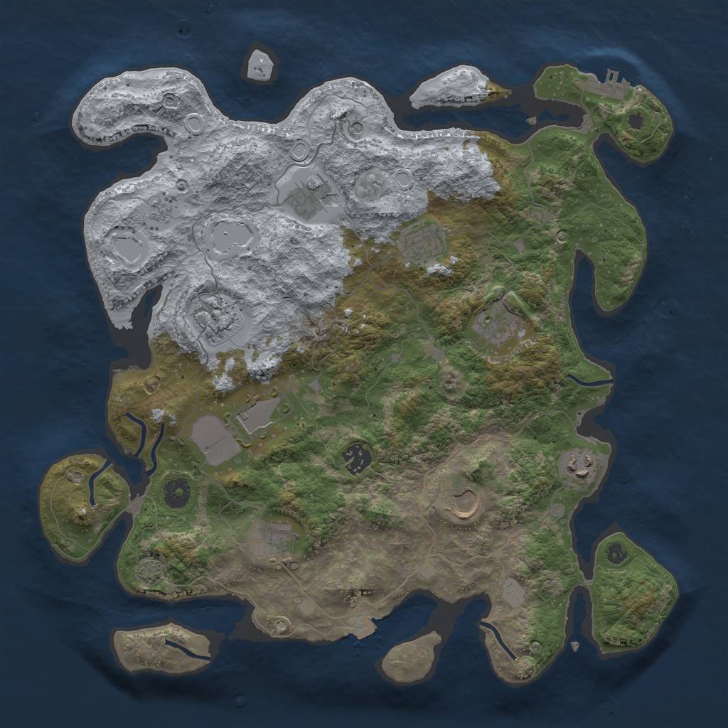 Rust Map: Procedural Map, Size: 3800, Seed: 814693824, 16 Monuments