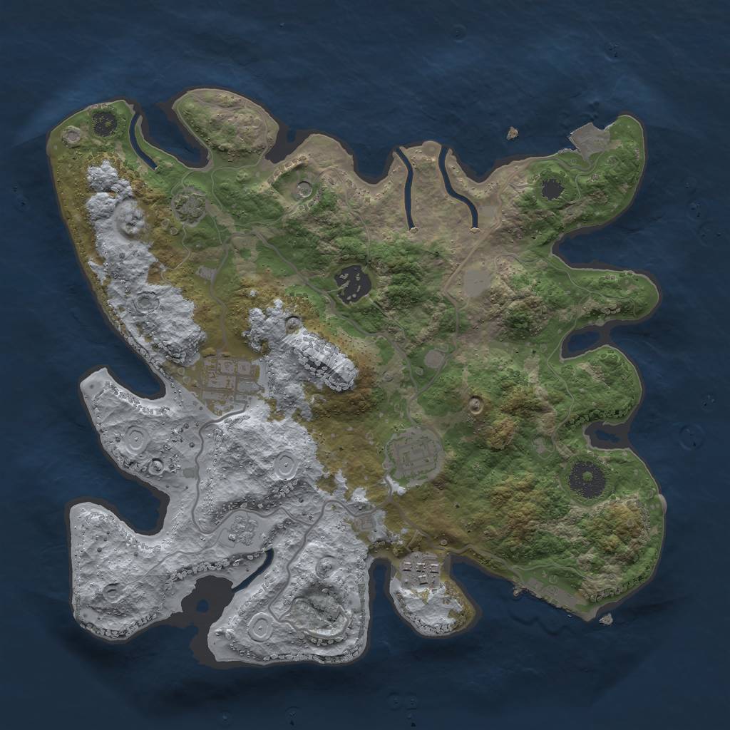 Rust Map: Procedural Map, Size: 3000, Seed: 16655, 11 Monuments