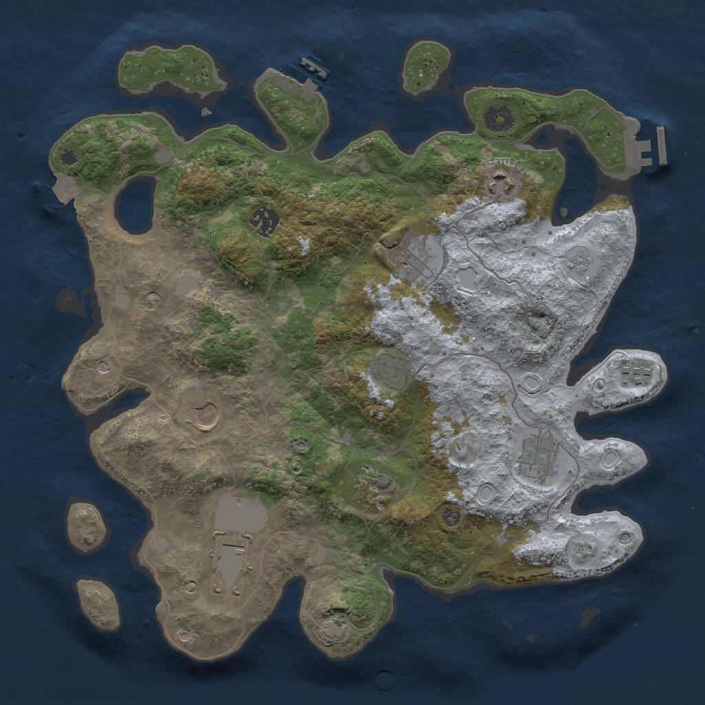 Rust Map: Procedural Map, Size: 3700, Seed: 563652827, 15 Monuments