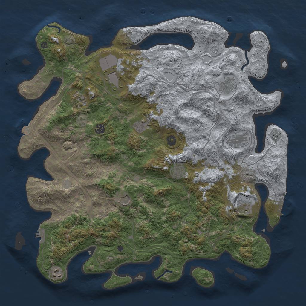 Rust Map: Procedural Map, Size: 4500, Seed: 1999215867, 19 Monuments