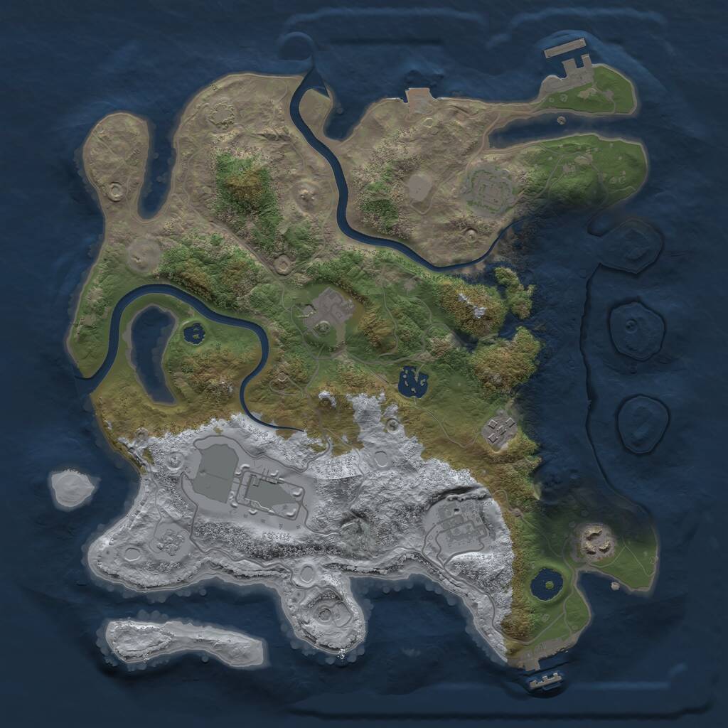 Rust Map: Procedural Map, Size: 3500, Seed: 799107881, 13 Monuments