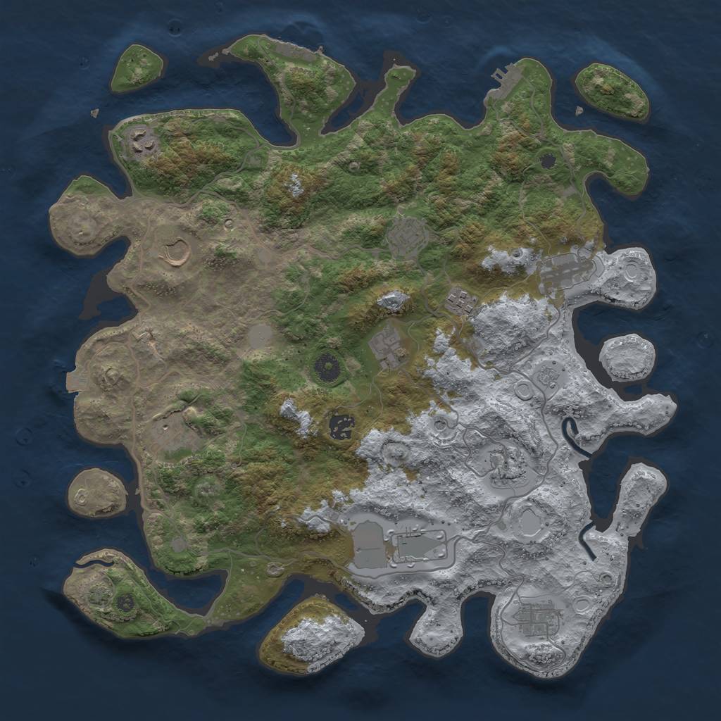 Rust Map: Procedural Map, Size: 4050, Seed: 1111296968, 19 Monuments