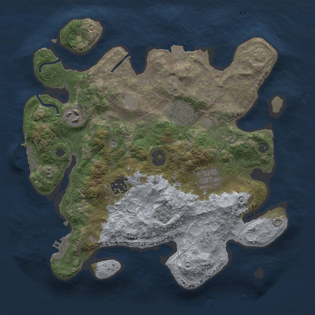 Rust Map: Procedural Map, Size: 3000, Seed: 945882238, 13 Monuments