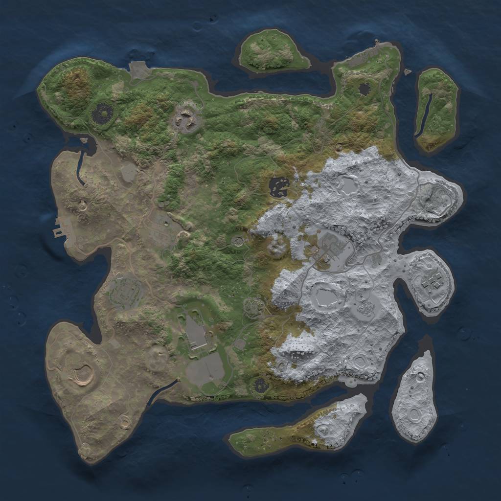 Rust Map: Procedural Map, Size: 3500, Seed: 914187251, 16 Monuments