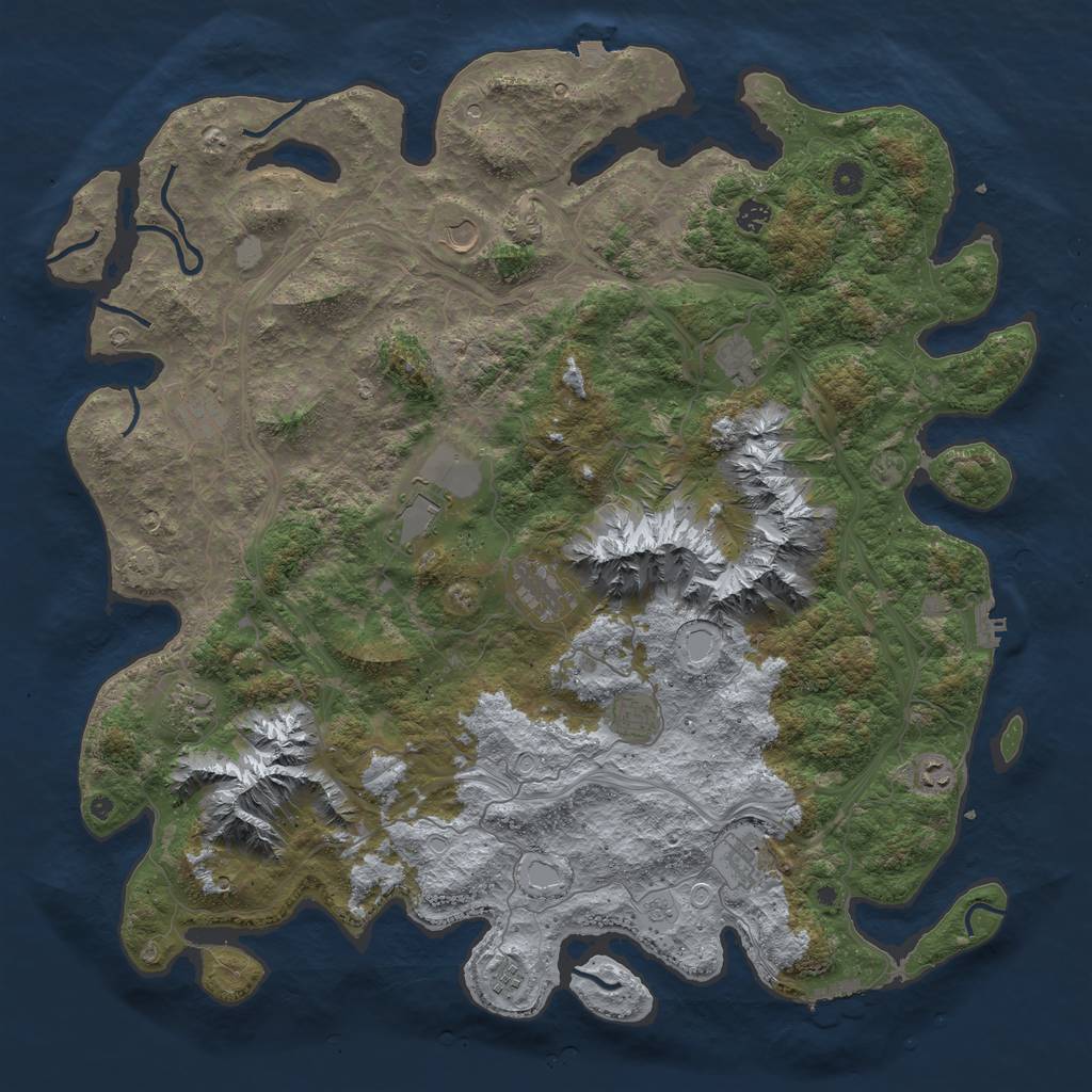 Rust Map: Procedural Map, Size: 5000, Seed: 736471, 19 Monuments