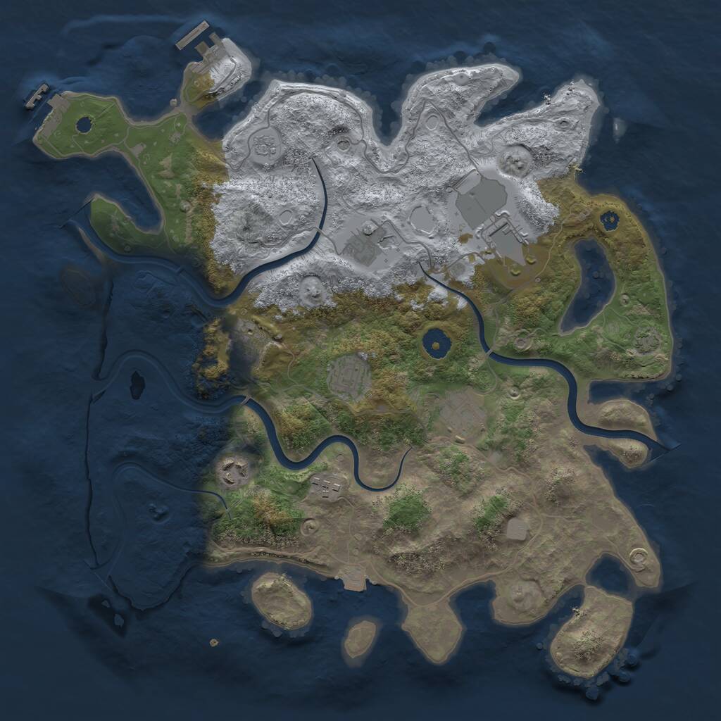 Rust Map: Procedural Map, Size: 3800, Seed: 2024012501, 13 Monuments